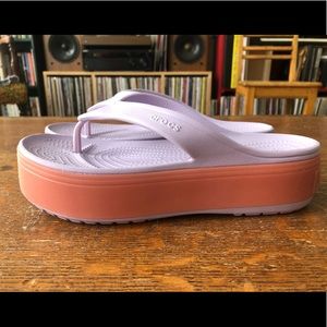Crocband Platform Slide Flip Flop Peach NWOT
